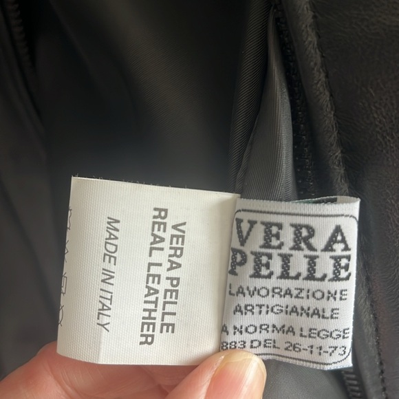 Italian Black Leather Zip Up Jacket Made by CURGÈ size‎ Women’s XL EU 50 NWT W2 - Picture 7 of 8